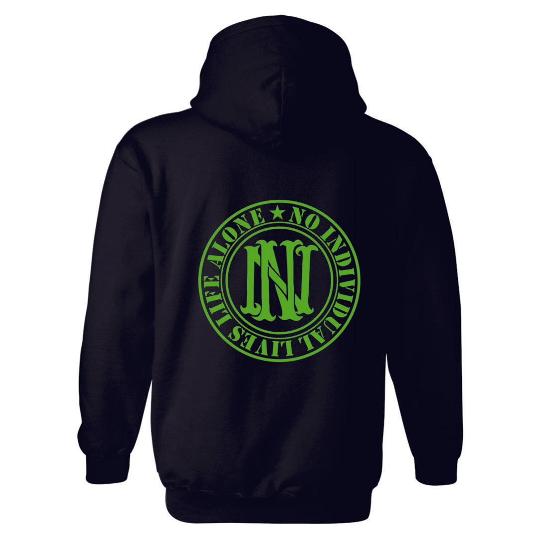Nilla Toxic Green Small Chest Large Back Logo Fleece Hoodie
